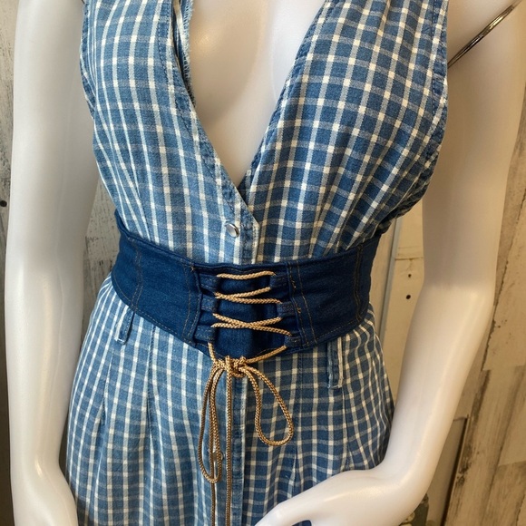 Blue denim lace up waist belt - Picture 4 of 5